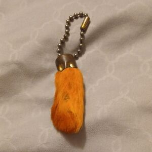 Orange Rabbits Foot Keychain Vintage